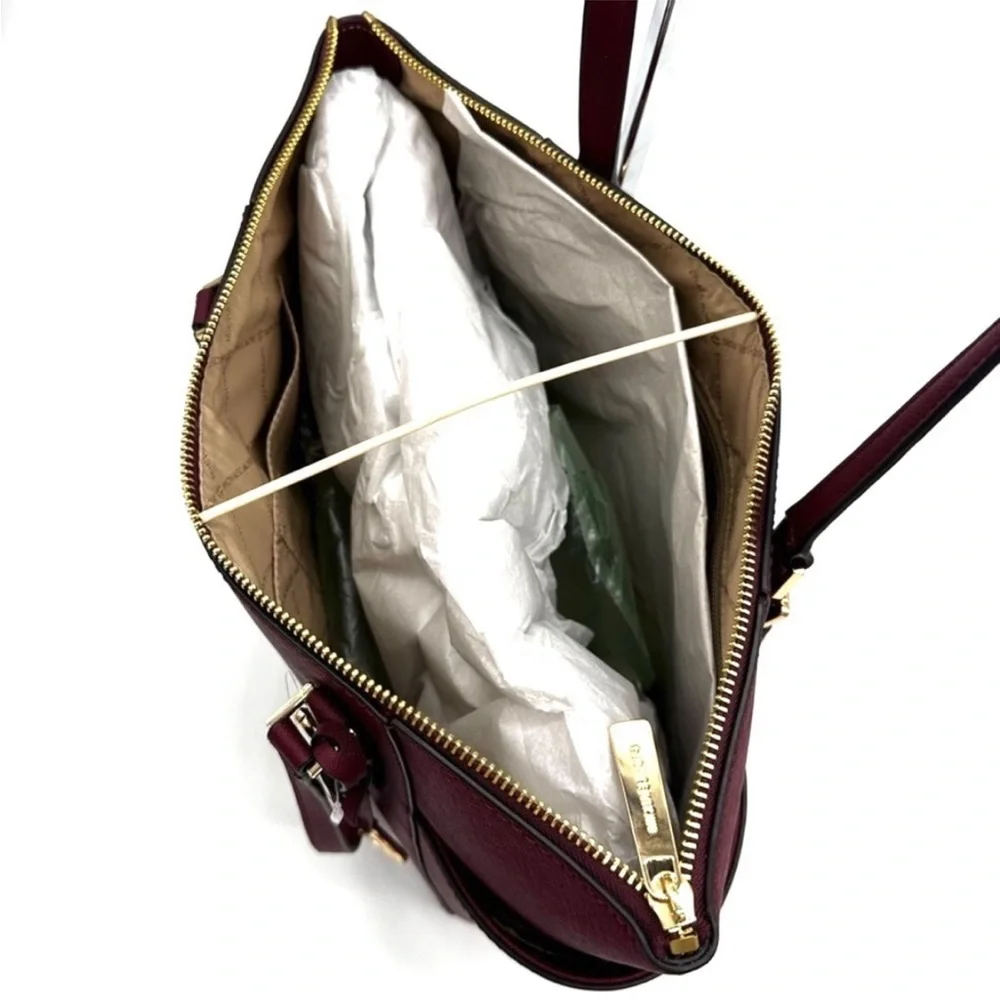 Michael Kors Large Charlotte TZ Tote Bag & Large Continental Wallet Dark Cherry - Picture 10 of 13